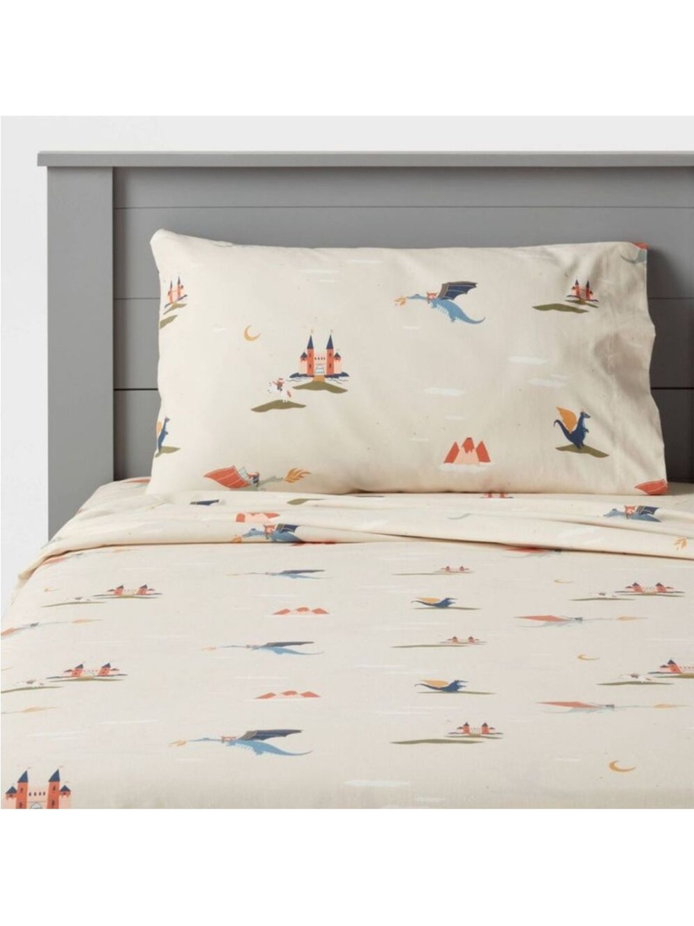 FULL SIZE Pillowfort Dragon Cotton 4pc Sheet Set Bedding NEW